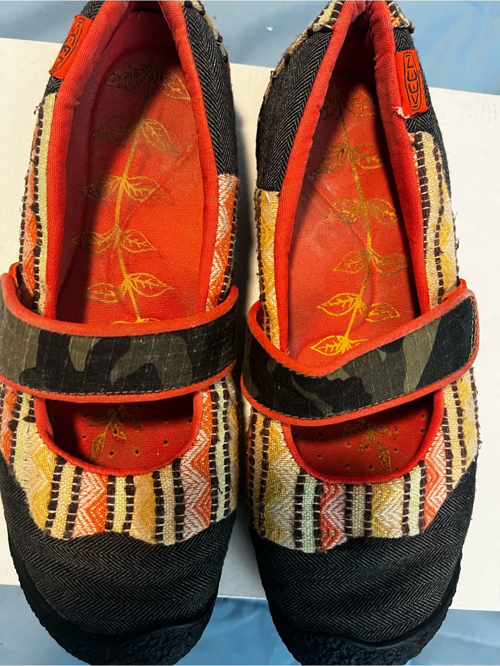 Keen Multicolor Woven Mary Jane Flats with Orange Trim - Picture 8 of 8